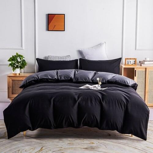 Black Duvet Cover Set Queen King Size Bedding For Bedroom Hotel Dark Color Plain Dyed Quilt Covet Sets dekbedovertrek 240x220
