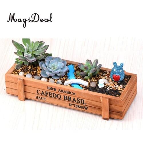 MagiDeal Rustic Natural Wooden Flowerpot Succulent Bed Plant Planter Flower Pot Home Decor Accessories Supply Gift
