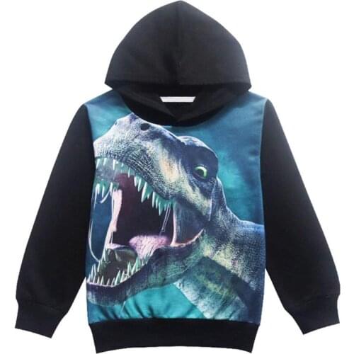 Kids Dinosaur Print Hoodies Boy Clothes Cap Sweatshirts Kids Top Children Coat For 4-8 Years Baby Costume