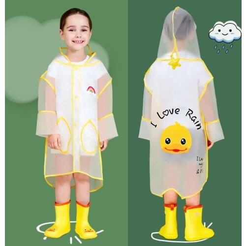 Cute Duck Polyester Baby Raincoat Outdoor Waterproof Rain Coat Children Impermeable Poncho Boy Girl Rain Jacket Gift