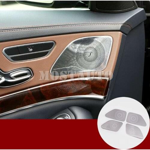For Benz S Class W222 Stainless Inner car Door Speaker Trim Cover 2014-2018 4pcs Car Accessories Interior Car Decor Car Trim