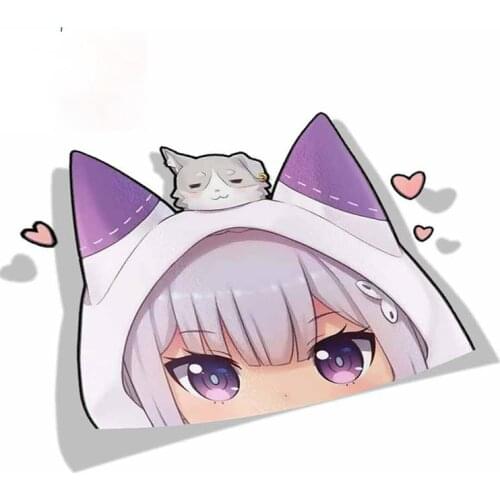 Fuzhen Boutique Decals Exterior Accessories Cartoon Car Sticker for Emilia Re Zero Peeker Big Head Anime Vinyl JDM Window Decal