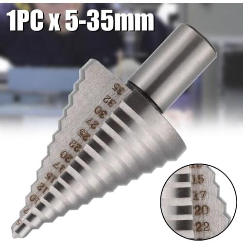 5-35mm HSS Cobalt Hole Titanium Coated Cone Step Drill Bit Triangle Round Handle Woodworking Wood Metal Drilling Tools