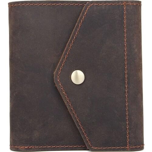 Genuine Leather Wallets Men Wallets Clutch Fashion Short Coin Purse Vintage Wallet Crazy Horse Leather Card Holder Coin Bag