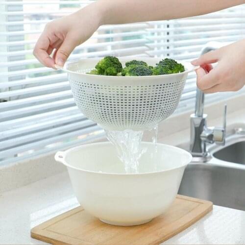Kitchen Double Plastic Drain Basket Lid Multi Wash Fruit Colanders Drain Basket Vegetables Drainage Sieve Wash Strainers 175gD