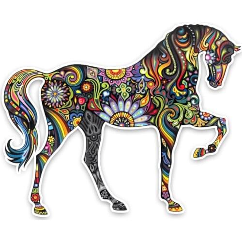 LLY-1236 Mysterious Colored Flowers Cartoon Horse Modeling Car Sticker PVC Auto Personality Decoration Quality Waterproof Decal