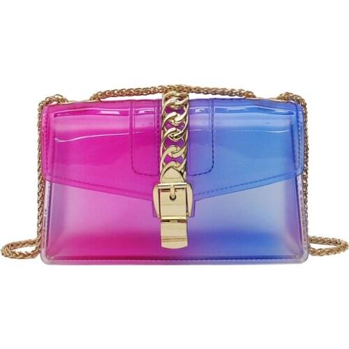 Fashion Transparent Jelly Women Messenger Bag Lady Gradient Ramp Shoulder Bag Chain Brand Small Designer Mini Crossbody Bag Flap