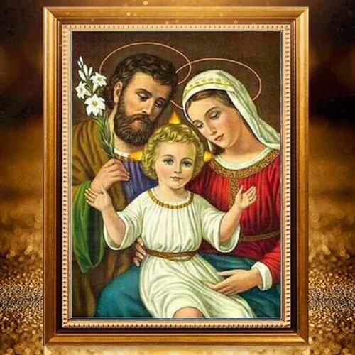 New DIY Diamond Painting Cross Stitch 5D Religious Holy Family Image Full Diamond Embroidery Mosaic Jesus Home Decor Gift