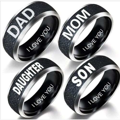 New fashion stainless steel ring love simple style lettering family frosted ring trinket