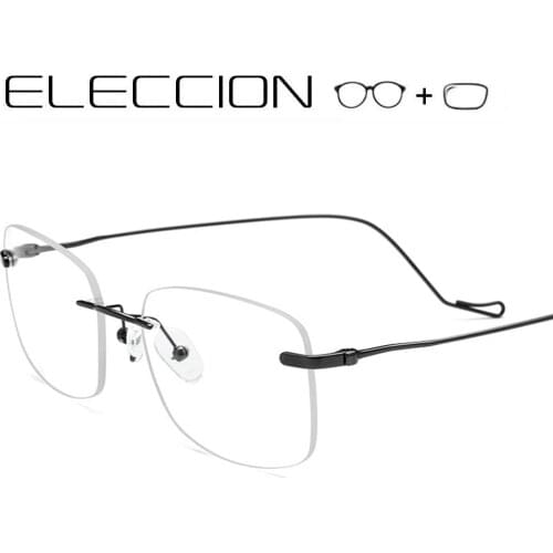ELECCION Prescription EYEGLASSES Titanium Frame Frameless Myopia Optical Rimless Glasses Men for Sight Progressive 54-19-145