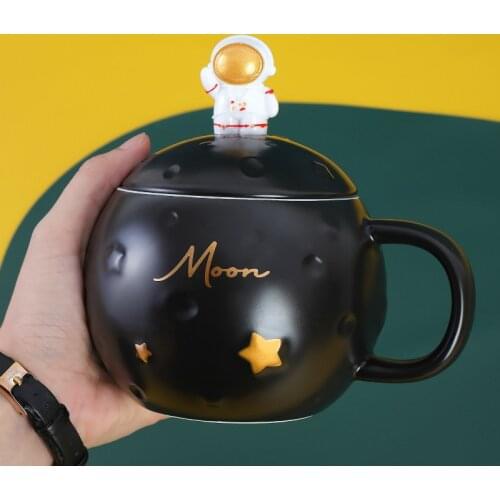 Planet Astronaut Creative Couple Ceramic Mug With Lid Cup Household Coffee Cup