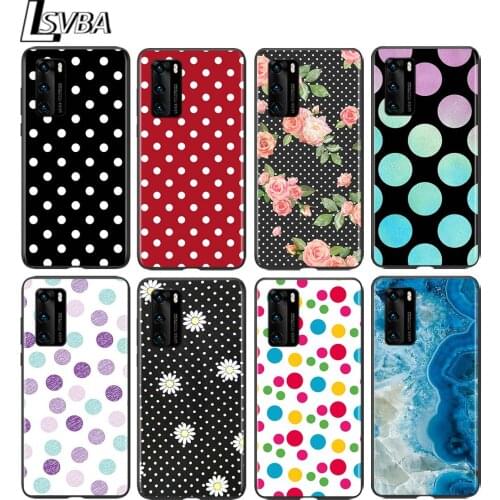 Polka Dots for Huawei P50 P40 P30 P20 P10 Pro Lite E Plus 4G 5G P9 P8 Lite P Smart Z S Soft Black Phone Case