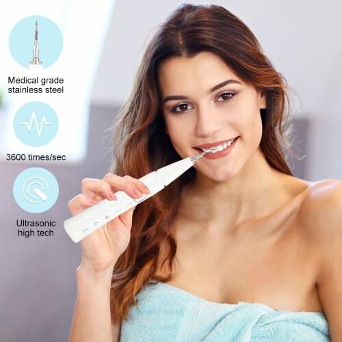 True Ultrasonic Teeth Cleaner Dental Scaler Electric USB Rechargeable Calculus Plaque Tartar Remover LED Tooth Cleaning Tool Kit