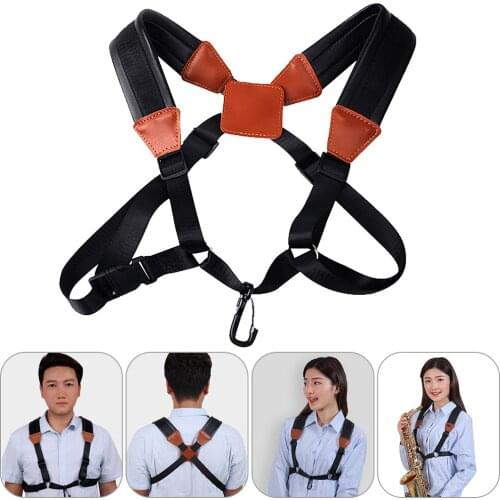Adult Child Sax Strap PU Shoulder Saxophone Belts for Alto Tenor Soprano Straps with Steel Hook for Alto Tenor Soprano Sax