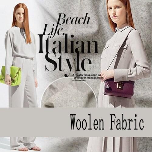 Light Grey Color Wool/Viscose Fabric W1H87