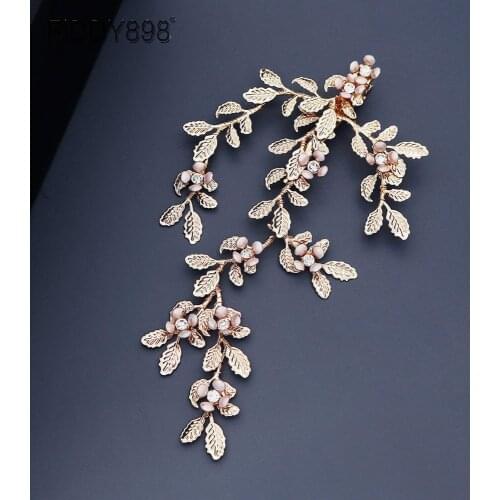 Wedding Accessories 2020 Gold Metal Leaves Bridal Headpiece With Clip Small Flowers Bride Headwear Women Decorations HS-J6289