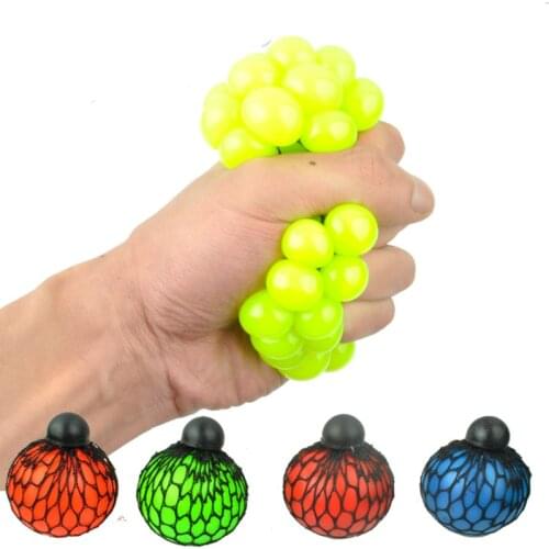 Stresses Reliever Squeeze Toys Mesh Ball Grape Squeeze Toy Child Adult Hand to Knead Novelty Sensory Fruity Play Toys