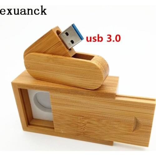 Exuanck Custom Logo Usb Stick 4- 32GB Bamboo Model Usb 3.0 Flash Pen Drive For Wedding Gift Photography (over 20 pcs free logo)