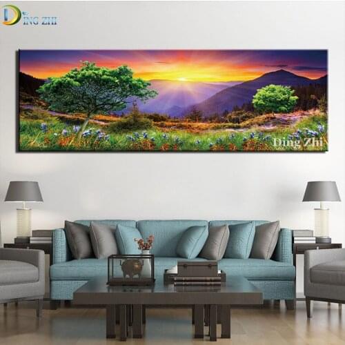 Spring Sunset Landscape Large 5D Diy Diamond Painting Full Square Round Rhinestone Full Square Round Drill Mosaic Kit Hitch Kits