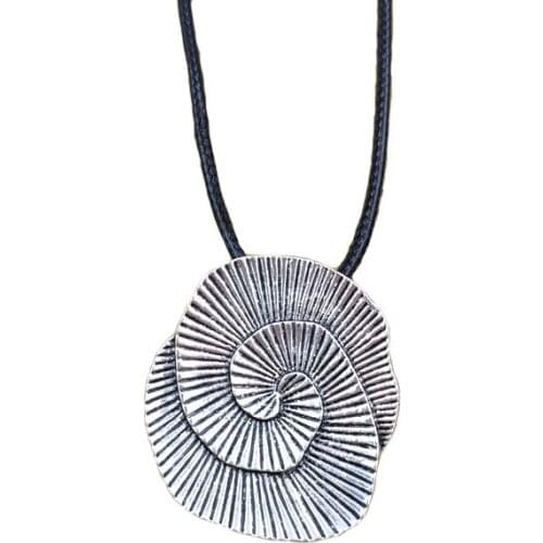 Vintage Long Necklace Metal Flower Pendant Literary National Style Concise Adjustable Waxed Rope Women Birthday Gift AH019-020