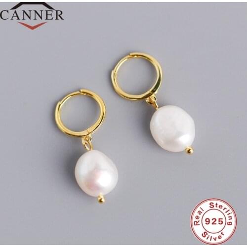 Japanese and Korean Baroque Irregular Freshwater Pearl Earrings 925 Sterling Silver Small Hoop Earring for Women Fashion Jewelry