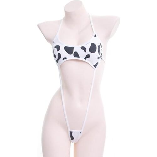 Japanese Sexy Lingerie Lolita Kawaii Jumpsuit Cow Milk Bikini Swimsuit Cosplay Erotic Costumes Bra Women Underwear Set