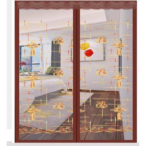 Embroidery Blessing Summer Anti-Mosquito Fly Bug Insect Magnetic Door Net Curtain Removeable Bedroom High Density Close Mesh