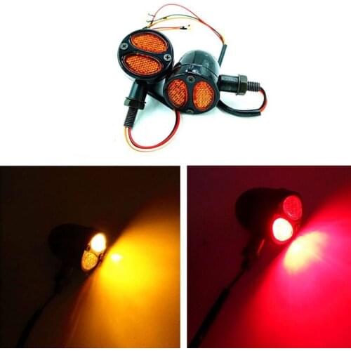 1Pair Retro Motorcycle Turn Signal Lights Motorcycle Indicator LED Flashing Two-color Rear Blinker Indicator Tail Light