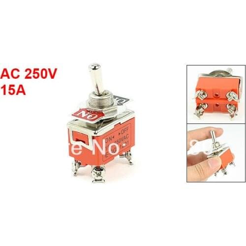 1221 AC 250V 15A ON/OFF DPST 2P1T Two 2 Position Panel Mount Toggle Switch Self Lock