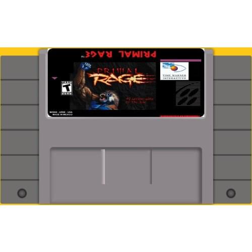 Primal Rage 16 bit Big Gray Game Card For USA NTSC Game Player