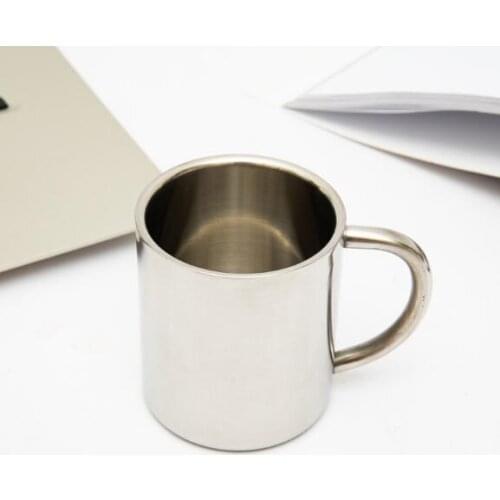 50pcs 300ml Double Layer 304 Stainless Steel Coffee Mugs Portable Camping Cup with Handle Mountaineering Cups