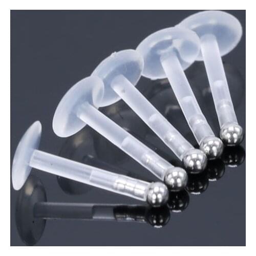 5x fashion labret piercing lip bar 16G stainless steel UV plastic anti-allergic insert thread body pircing jewelry multi-use