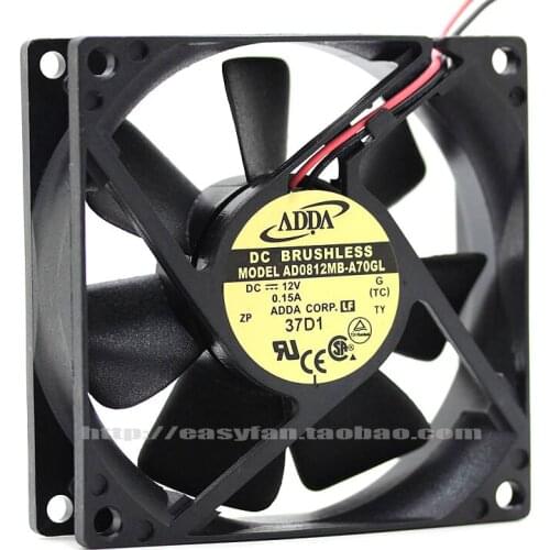 ADDA AD0812MB-A70GL DC 12V 0.15A 80x80x25mm 2-wire Server Cooling Fan