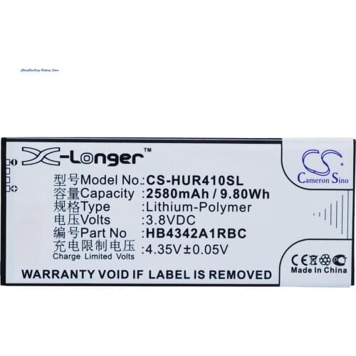 Cameron Sino 2580mAh Battery HB4342A1RBC for Huawei Ascend Honor 4A,Y6,SCC-U21,SCL-AL00,SCL-L00,SCL-L03,SCL-TL00H,Y6 Scale