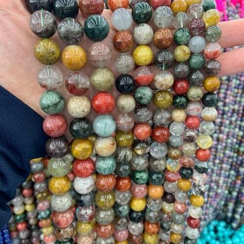 10-14mm Natural Mixed Quartz Beads 15'' Round DIY Stone Loose Beads For Jewelry Making Beads Women Bracelet Necklace Gift