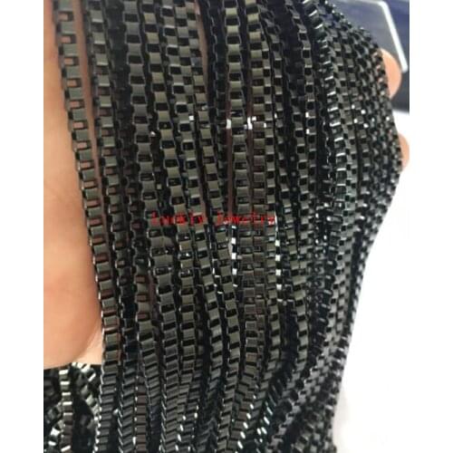 3 meter Lot in bulk IP Black Plated Stainless steel 2.4mm fashion Box - Link Chain Jewelry findings Marking DIY for Men women