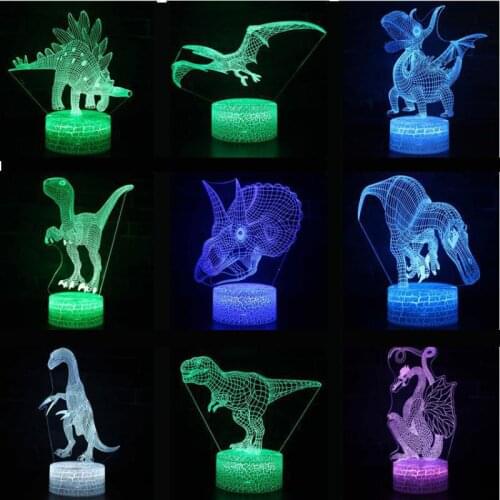Dinosaur Tyrannosaurus Rex Stegosaurus 3d Lamp Living Room Lighting Lovely Cartoon Childrens Toys Christmas Decorative Lights