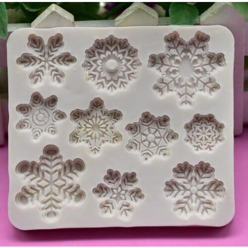 DIY baking molds silicone Christmas Snowflake Cake Chocolate Shape Clay fondant molds for cake decorating #CW