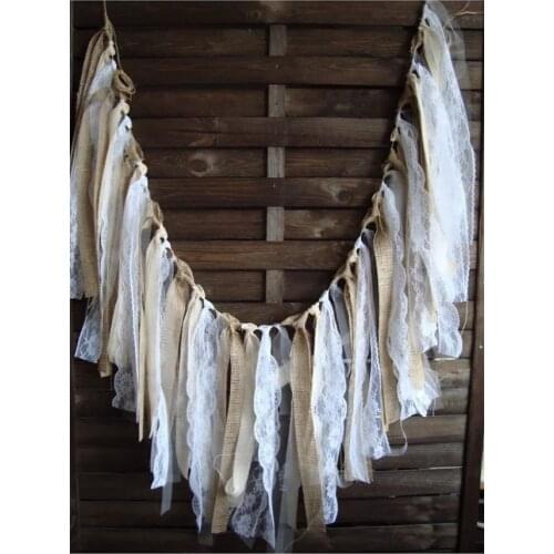 Rustic white lace garland wedding garland cottage banner burlap hangings bridal shower decorations beach wedding lace bunting