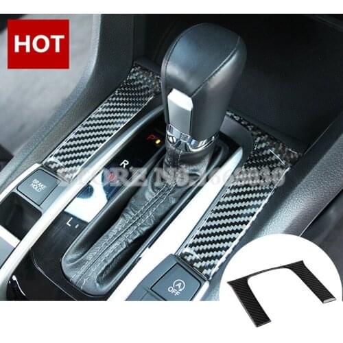 CarbCarbon Fiber Gear Shift Box Panel Cover Trim 1pcs For Honda Civic 2016-2017 Car accesories interior Car decoration