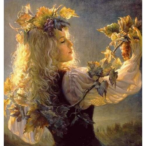 Grape girl oil painting Needlework, Cross stitch kits Stylish for Embroidery,Patterns 14CT DIY Handmade