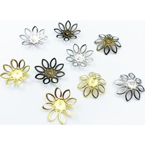 30pcs 27mm bead caps Metal Flower Filigree Wraps Crafts Gift Decoration DIY Cosplay Bridal hair accessories Wholesale Charms