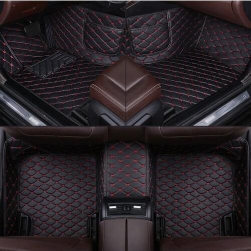 Leather Custom car floor mat for Hyundai Santa Fe Equus H-1 Elantra Accent SONATA i30 i40 SOLARIS carpet Phone pocket