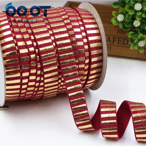 5/8'' 16MM hot gold print stripe Elasticity ribbon ,10 yards DIY handmade hair accessories Mater 17608