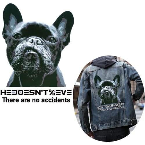 Cute black dog Patch T-shirt Dresses Sweater DIY Washable Appliques Heat Transfer Stickers For Clothing Fabric Baby Kids