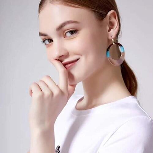 Amorita boutique fashion circle color matching design drop earrings