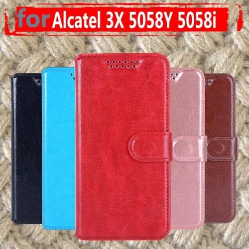 Fashion Flip Leather Case For Alcatel 3X 5058Y 5058i flip Back case phone cover coque For Alcatel 3X 5058 5058I 5058Y