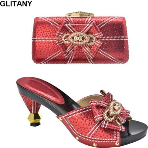 New Desgin Shoes and Evening Bag Set Hot Sale Sandal Shoes with Handbag Italian Shoe and Bag Set for Party In Women Italy Shoes