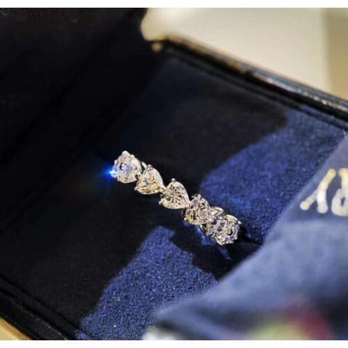 2020 New Fashion Heart Ring for Women Trend White Crystal Zircon Engagement Design Female Rings Wedding Anniversary Jewelry