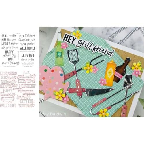 2021 New LETS BBQ Letter Metal Cutting Dies and Clear Stamps for Scrapbooking Craft Stencil Seal Sheet Decor Embossing Template